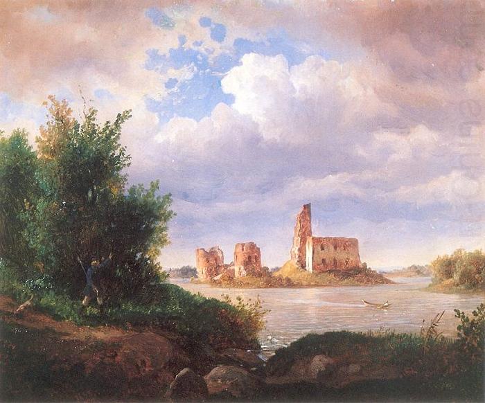 Wojciech Gerson Castle ruins in Trakai near Vilnius. china oil painting image